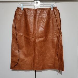 Wilson Brown Leather Pencil Skirt